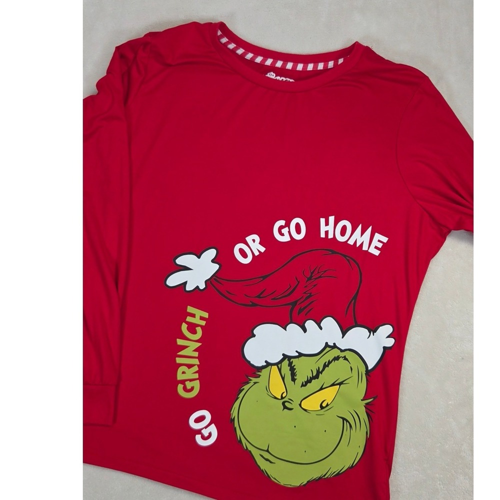 Dr. Seuss Women's Top XL Go Grinch Or Go Home Red Excellent Christmas Holiday